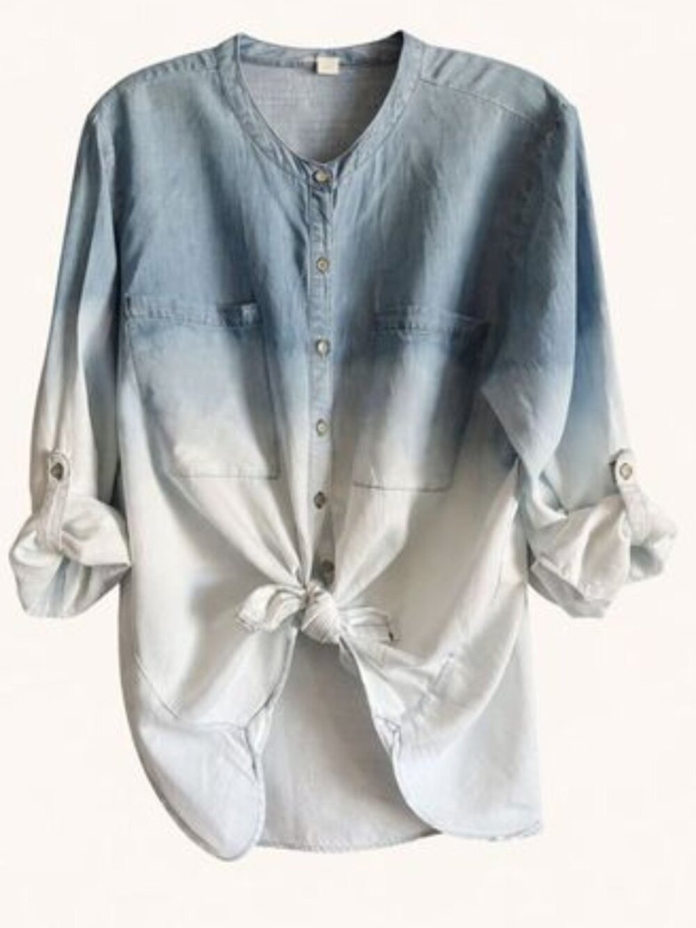 Soft Denim Blue Ombre Button Down Roll Tab Button Down Shirt XL